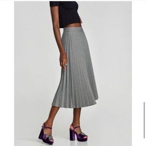 COPY - Zara pleated houndstooth midi pleated skirt